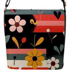  Minimalist Pattern With Simple Lines,flower And Shapes, Creating A Clean And Modern Flap Closure Messenger Bag (s)