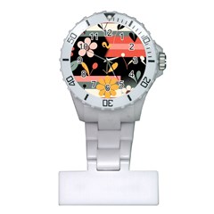  Minimalist Pattern With Simple Lines,flower And Shapes, Creating A Clean And Modern Plastic Nurses Watch