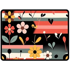  Minimalist Pattern With Simple Lines,flower And Shapes, Creating A Clean And Modern Two Sides Fleece Blanket (large)