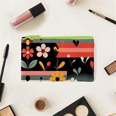  Minimalist Pattern With Simple Lines,flower And Shapes, Creating A Clean And Modern Cosmetic Bag (xs)