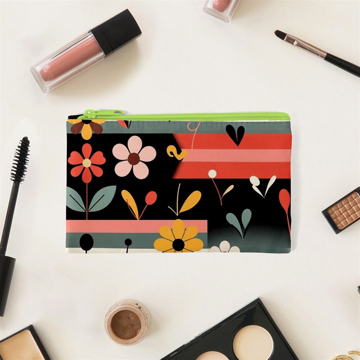  Minimalist Pattern With Simple Lines,flower And Shapes, Creating A Clean And Modern Cosmetic Bag (XS)