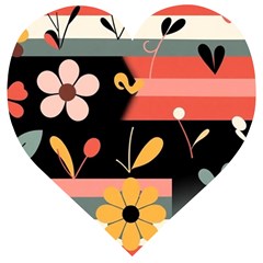  Minimalist Pattern With Simple Lines,flower And Shapes, Creating A Clean And Modern Wooden Puzzle Heart