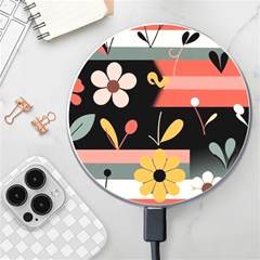  Minimalist Pattern With Simple Lines,flower And Shapes, Creating A Clean And Modern Wireless Fast Charger(white)