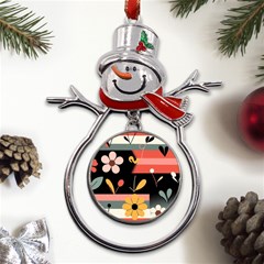  Minimalist Pattern With Simple Lines,flower And Shapes, Creating A Clean And Modern Metal Snowman Ornament by myclothy