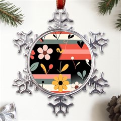  Minimalist Pattern With Simple Lines,flower And Shapes, Creating A Clean And Modern Metal Large Snowflake Ornament by myclothy