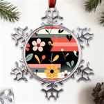  Minimalist Pattern With Simple Lines,flower And Shapes, Creating A Clean And Modern Metal Large Snowflake Ornament Front