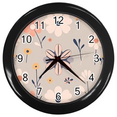  Minimalist Pattern With Simple Lines,flower And Shapes, Creating A Clean And Modern Wall Clock (black)