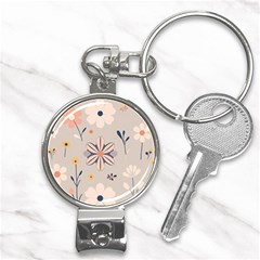  Minimalist Pattern With Simple Lines,flower And Shapes, Creating A Clean And Modern Nail Clippers Key Chain