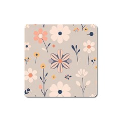  Minimalist Pattern With Simple Lines,flower And Shapes, Creating A Clean And Modern Square Magnet