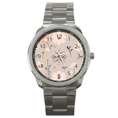  Minimalist Pattern With Simple Lines,flower And Shapes, Creating A Clean And Modern Sport Metal Watch