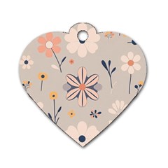  Minimalist Pattern With Simple Lines,flower And Shapes, Creating A Clean And Modern Dog Tag Heart (two Sides)