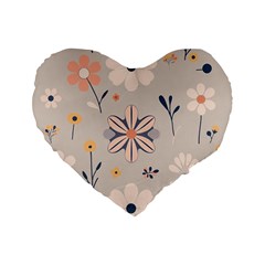  Minimalist Pattern With Simple Lines,flower And Shapes, Creating A Clean And Modern Standard 16  Premium Heart Shape Cushions