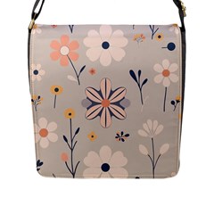  Minimalist Pattern With Simple Lines,flower And Shapes, Creating A Clean And Modern Flap Closure Messenger Bag (l)