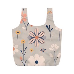  Minimalist Pattern With Simple Lines,flower And Shapes, Creating A Clean And Modern Full Print Recycle Bag (m)