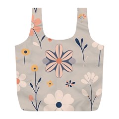  Minimalist Pattern With Simple Lines,flower And Shapes, Creating A Clean And Modern Full Print Recycle Bag (l)