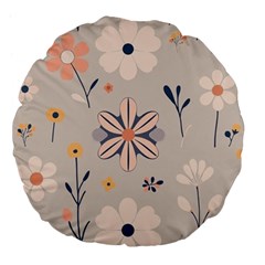  Minimalist Pattern With Simple Lines,flower And Shapes, Creating A Clean And Modern Large 18  Premium Flano Round Cushions