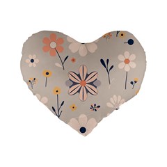  Minimalist Pattern With Simple Lines,flower And Shapes, Creating A Clean And Modern Standard 16  Premium Flano Heart Shape Cushions