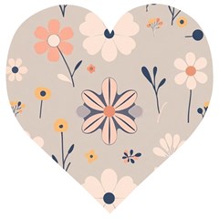  Minimalist Pattern With Simple Lines,flower And Shapes, Creating A Clean And Modern Wooden Puzzle Heart