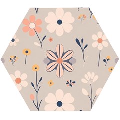  Minimalist Pattern With Simple Lines,flower And Shapes, Creating A Clean And Modern Wooden Puzzle Hexagon by myclothy