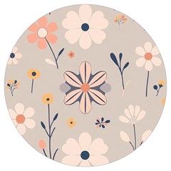  Minimalist Pattern With Simple Lines,flower And Shapes, Creating A Clean And Modern Round Trivet