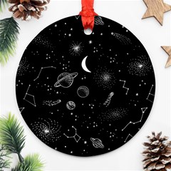 Cosmic Black Space Star Ornament (round)