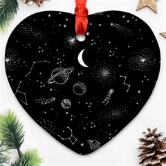 Cosmic Black Space Star Ornament (heart)