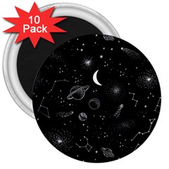 Cosmic Black Space Star 3  Magnets (10 Pack) 