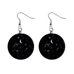 Cosmic Black Space Star Mini Button Earrings