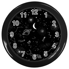 Cosmic Black Space Star Wall Clock (black)