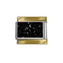 Cosmic Black Space Star Gold Trim Italian Charm (9mm)