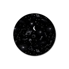 Cosmic Black Space Star Rubber Coaster (round)