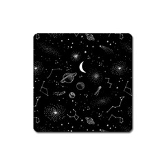 Cosmic Black Space Star Square Magnet