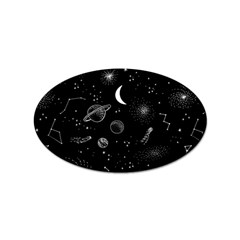 Cosmic Black Space Star Sticker Oval (10 Pack)