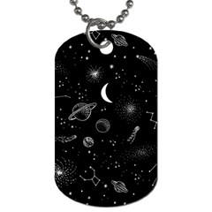 Cosmic Black Space Star Dog Tag (two Sides)