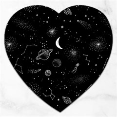 Cosmic Black Space Star Jigsaw Puzzle (heart)