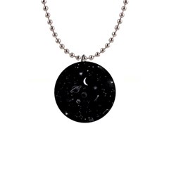 Cosmic Black Space Star 1  Button Necklace