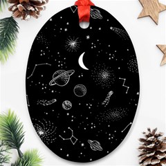 Cosmic Black Space Star Oval Ornament (two Sides)