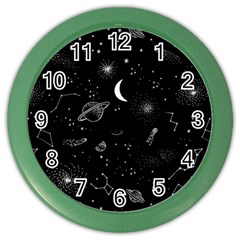 Cosmic Black Space Star Color Wall Clock