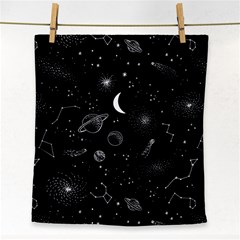 Cosmic Black Space Star Face Towel