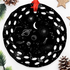 Cosmic Black Space Star Ornament (round Filigree)