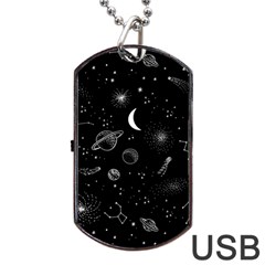 Cosmic Black Space Star Dog Tag Usb Flash (one Side)