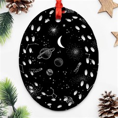 Cosmic Black Space Star Ornament (oval Filigree)