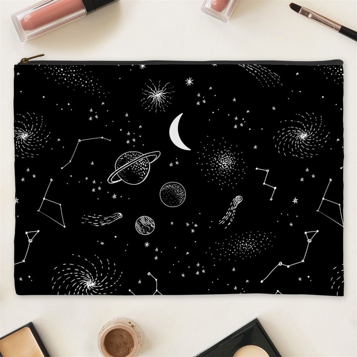 Cosmic Black Space Star Cosmetic Bag (XXXL)