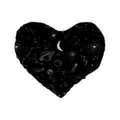 Cosmic Black Space Star Standard 16  Premium Heart Shape Cushions