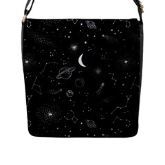 Cosmic Black Space Star Flap Closure Messenger Bag (l)