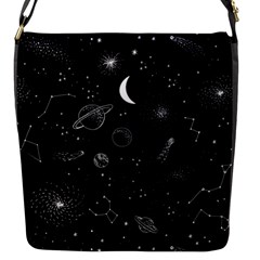 Cosmic Black Space Star Flap Closure Messenger Bag (s)