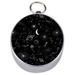 Cosmic Black Space Star Silver Compasses