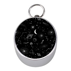 Cosmic Black Space Star Mini Silver Compasses