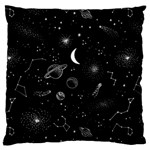 Cosmic Black Space Star Large Premium Plush Fleece Cushion Case (One Side) Front