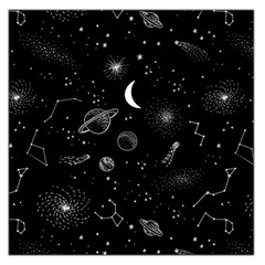 Cosmic Black Space Star Square Satin Scarf (36  X 36 )